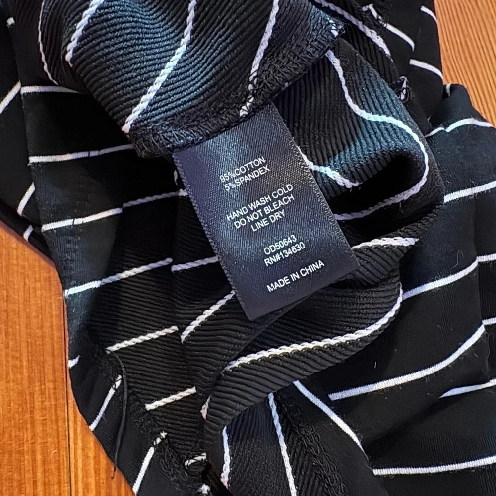 Anthropologie Sunday Brooklyn Black White Striped Wrap Dress Bell‎ Sleeve Small